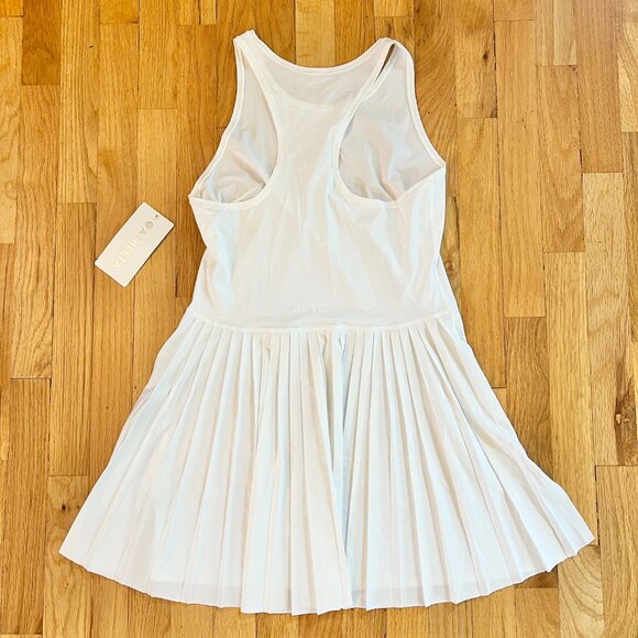 NWT New Athleta Women's White Match Point Pleated Dress Tennis Golf Size Medium - Picture 3 of 4